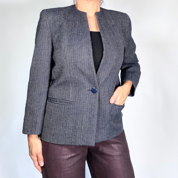 Salvatore Ferragamo Blazer Vintage Navy Blue Wool Jacket Grey - Picture 10 of 10